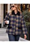 New Season Premium Quality Plaid Patterned Quilted Women's Jacket – Velvet Collar, Pocketed, Snap-Fastened Coat - 3
