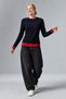 Women's Navy Blue Red Contrast Detailed Double Layered Blouse - 4