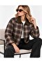 New Season Premium Quality Plaid Patterned Quilted Women's Jacket – Velvet Collar, Pocketed, Snap-Fastened Coat - 2