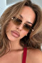 Women's Panther Detailed Crystal Cut Sunglasses Uv400 Brown |   Case and Cleaning Cloth Gift Set - 2