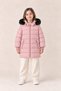 Girl's Fur Detailed Hooded Long Winter Puffer Coat - Pink