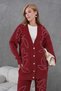 Women's Embroidered Buttoned Knitwear Cardigan Wide-Leg Pants Two-Piece Set - 4