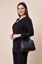 Accessory Detailed Asymmetrical Cut Plus Size Knitwear Blouse Black - 2