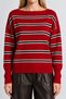 Boat Neck Striped Knitwear Sweater 4437 Lki̇0071 Red Ecru - 5