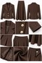 Gold Buttoned Blazer Skirt Suit - 3