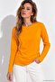 Women's Orange Crew Neck Long Sleeve Cotton Bodysuit - 4