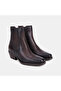 Women's Brown Flexible Paneled Zippered Heeled Leather Boots