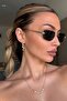 Women's Panther Detailed Crystal Cut Sunglasses Uv400 Black |   Case and Cleaning Cloth Gift Set