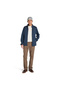 Melange Fleece Men's Navy Blue Stand Collar Jacket - 3