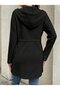 Women's Long Sleeve Hooded Cap with Pocket Detail, Three Thread Seasonal Cap - 3