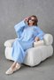 Women's Embroidery Detailed Crew Neck Loose Cut Maxi Length Knitwear Dress - 5