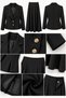 Gold Buttoned Blazer Skirt Suit - 2
