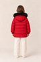 Girl's Fur Detailed Hooded Long Winter Puffer Coat - Red - 3