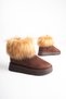Women's Bitter Brown Suede Honey Color Furry Winter Boots with 5cm Thick Sole for Daily Wear - 7