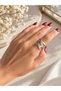 Women's Double Color Stone Statement Ring – Gold Silver Color Stylish and Glamorous Ring