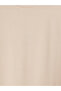 Two Mt Shop Quality Lcw Petite Beige Combed Cotton Plain Loose & Flowy Long Sleeve Women's T-Shirt - 4