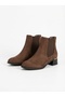 Gena Premium Brown Suede Thick Heeled Women's Chelsea Boots - 3