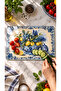 Glass Cutting Board - Glass Cutting Table |   Blue Tile Plate with Lemon Pattern | 20cm X 30cm - 5