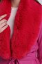 Women's Plush Collar Leather Look Long Coat - 6