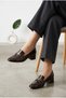 Women's Crocodile Patterned Short Heeled Loafer with Buckle Detail, Comfortable Sole, Stylish Classic Office and Daily Ballet Shoes