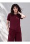 Two Mt Shop Quality Lcw Petite Burgundy Combed Cotton Plain Standard & Regular Short Sleeve Women's T-Shirt