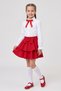 Girls' Red Bow Lace White Long Sleeve Shirt Red Bow Layered Skirt October 29 April 23 Show Outfits - 2