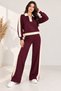 Women's Stylish Stripe Detailed Half Zipper Collared Knitwear 2-Piece Set Wide Leg - 5