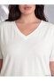 Two Mt Shop Quality Lcw Curve White Plain Loose & Loose Long Sleeve Women's T-Shirt - 2
