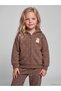 Alita City Farkıyla Lcw Kids Brown 3 Threaded Yarn Printed Loose & Baggy Girls' Zippered Swe