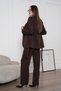 Women's Padded Belted Blazer Jacket and High Waist Palazzo Pants Two-Piece Set - 5