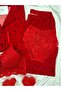 Women's Patterned 4-Piece Buttoned Long Sleeve Thermosoft Pajama Set with Bra - 2