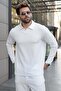 Ecru Polo Collar Jacquard Relaxed Fit Men's Tracksuit Set E7379 - 2