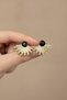 Stylish Women's Yellow Color Black Stone Fan Patterned Bijouterie Earrings for Daily and Special Occasions - 4