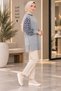 New Season Women's Polyamide Yarn Leopard Sleeve Patterned Long Knit Tunic - 3