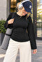 Women's Black Side Gathered Detailed Waist-Fitted Blouse - 5