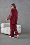 Women's Bead Embellished Sleeve Striped Knitwear Cardigan Trousers Two-Piece Set - 6