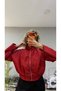 Women's Plaid Stand Collar Zippered Short Jacket Oversized Bomber Jacket - 2