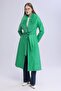 Women's Plush Collar Leather Look Long Coat - 3