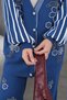 Women's Bead Embellished Sleeve Striped Knitwear Cardigan Trousers Two-Piece Set - 7
