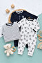 Baby 3-Piece Cotton Romper Set - Patterned Sleep and Play Romper - 8
