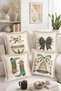New Year's 4-Piece Fringed-Tasseled Throw Pillow Cover Set with Bow, Bell, Stocking, and Ornament Patterns
