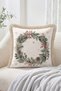 Plaid Patterned 4-Piece Fringed-Tasseled Throw Pillow Cover Set with Deer, Pine Branch and Red Fruit Motifs - 2