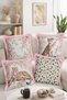 Leopard Figured Pink Bowknot Flower and Leopard Patterned 4-Piece Fringed-Tasseled Throw Pillow Cover Set