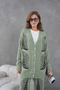 Women's Embroidered Long Cardigan Wide-Leg Pants Knitwear Set - 4