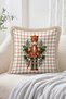 Christmas Text, Nutcracker Soldier, and Pine Tree Patterned Winter Themed Plaid 4-Piece Fringed-Tasseled Throw Pillow - 4