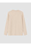 Two Mt Shop Quality Lcw Petite Beige Combed Cotton Plain Loose & Flowy Long Sleeve Women's T-Shirt - 5