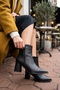 Vlaho Black Leather (7 cm Sole) Women's Daily Boots with Zipper and Front Stitching Detail - 2