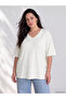 Two Mt Shop Quality Lcw Curve White Plain Loose & Loose Long Sleeve Women's T-Shirt