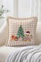 Christmas Text, Nutcracker Soldier, and Pine Tree Patterned Winter Themed Plaid 4-Piece Fringed-Tasseled Throw Pillow - 5