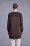 Leaf Sequined Gathered Shoulder Detail Tunic Brown 10817 - 3